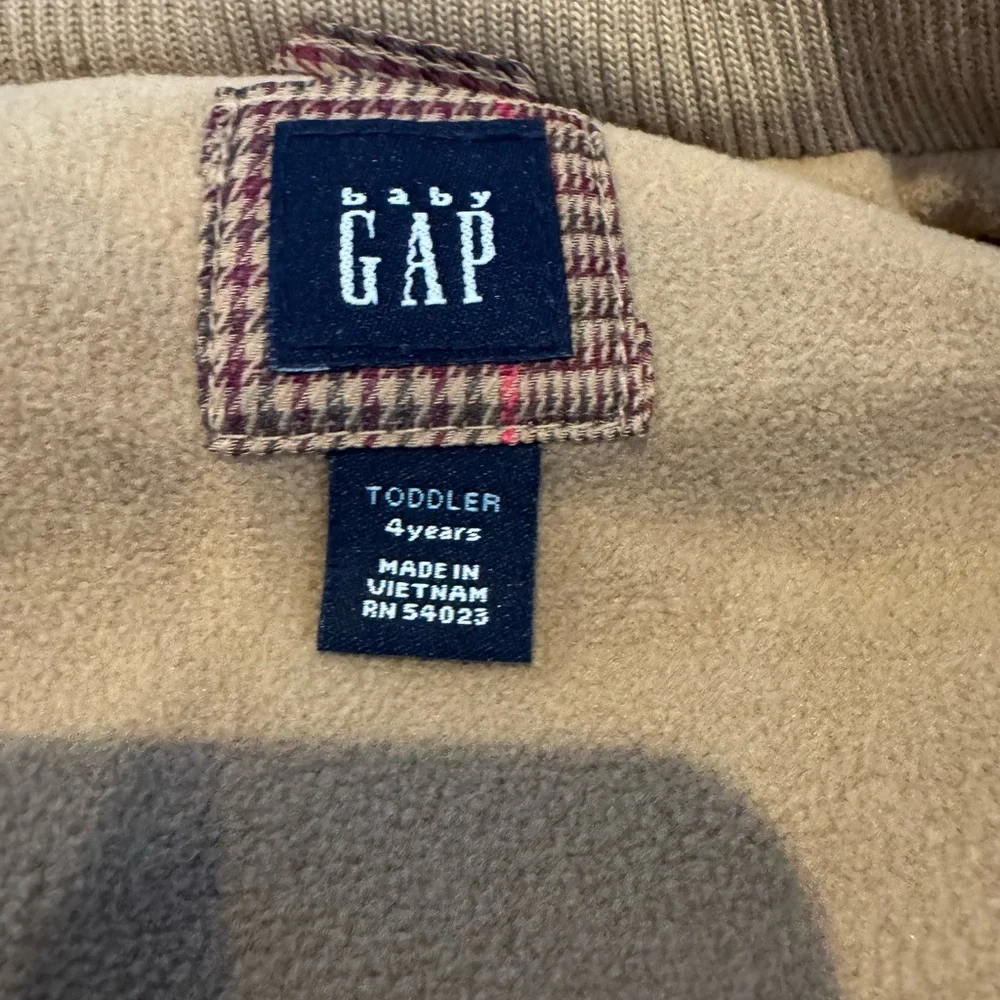 GAP Kids Checkered Puffer Vest - Brown and Red